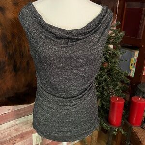 Apt. 9 Gray & White Fitted Gathered Blouse